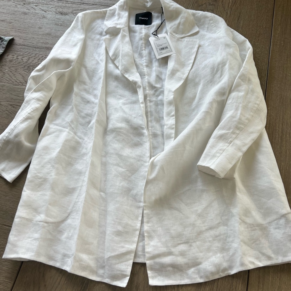NEW NWT Theory Clairene Double- Faced White Linen Jacket size S - Picture 4 of 7